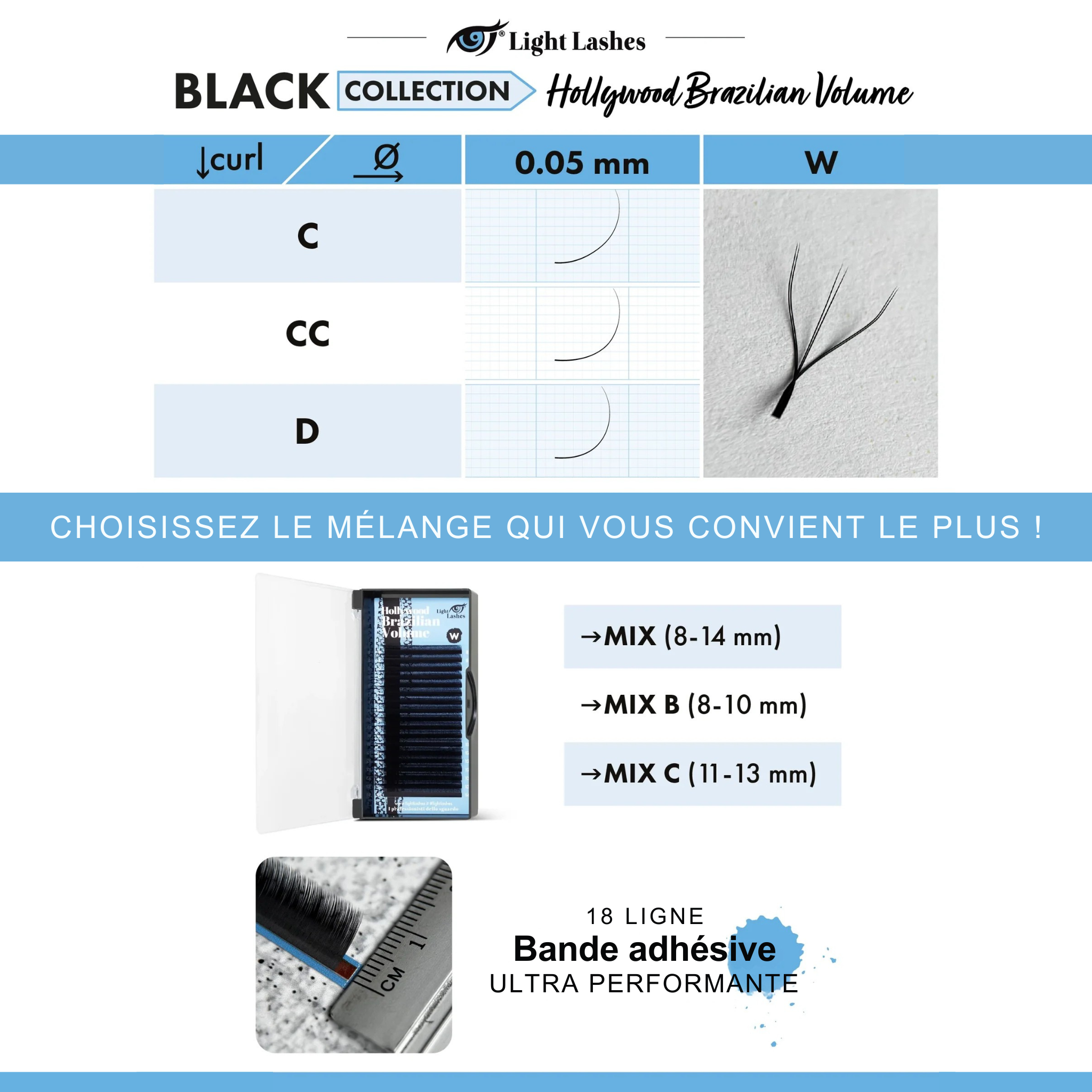 HOLLYWOOD BRAZILIAN VOLUME W CC-curl - Black Collection 18 bandes