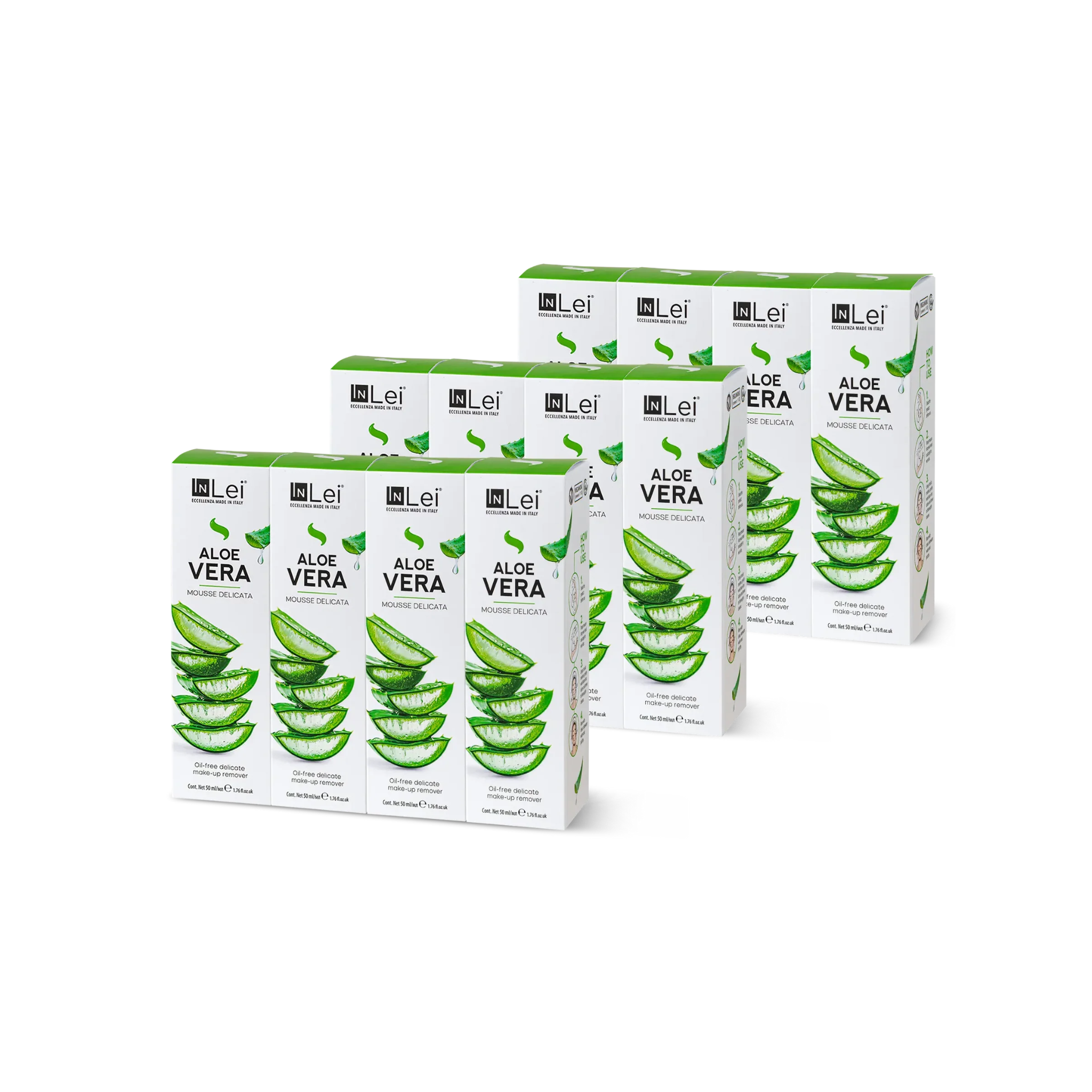 Mousse démaquillante douce pour cils et visage Pack 12 mousses - MOUSSE ALOE VERA NEW 50 ml