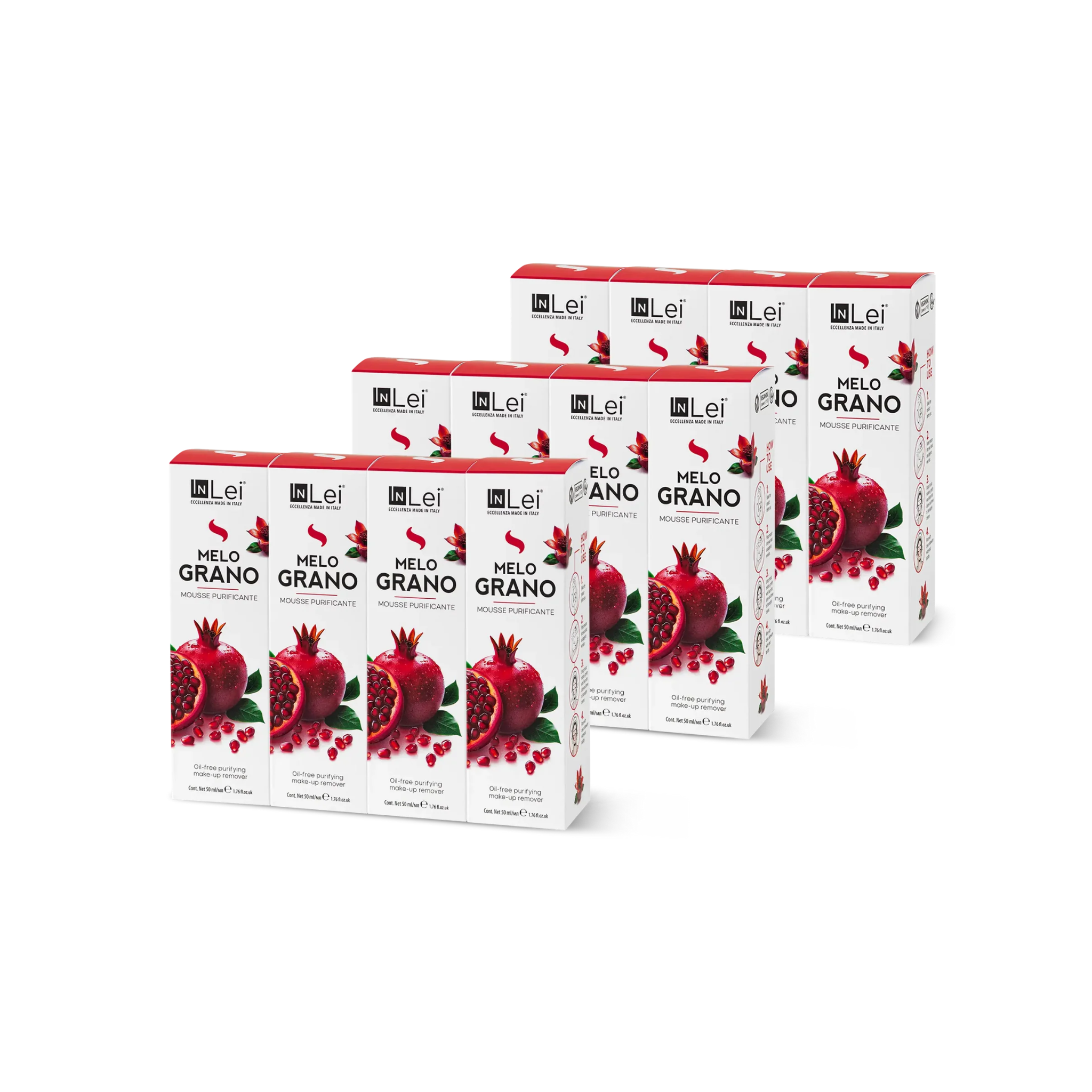 Mousse démaquillante douce pour cils et visage Pack 12 mousses - MOUSSE MELOGRANO 50 ml