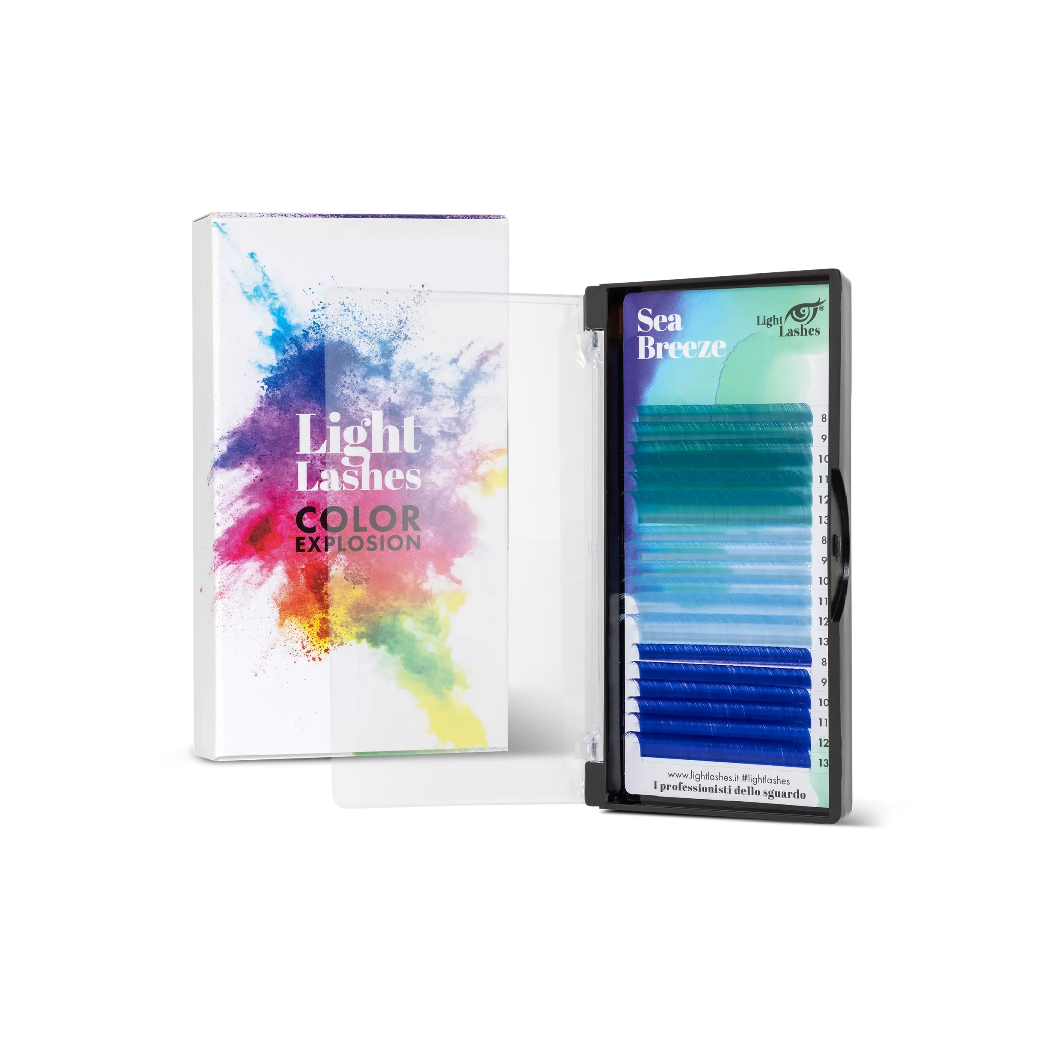 Cils de couleur C-curl Color Explosion 18 bandes - SEA BREEZE