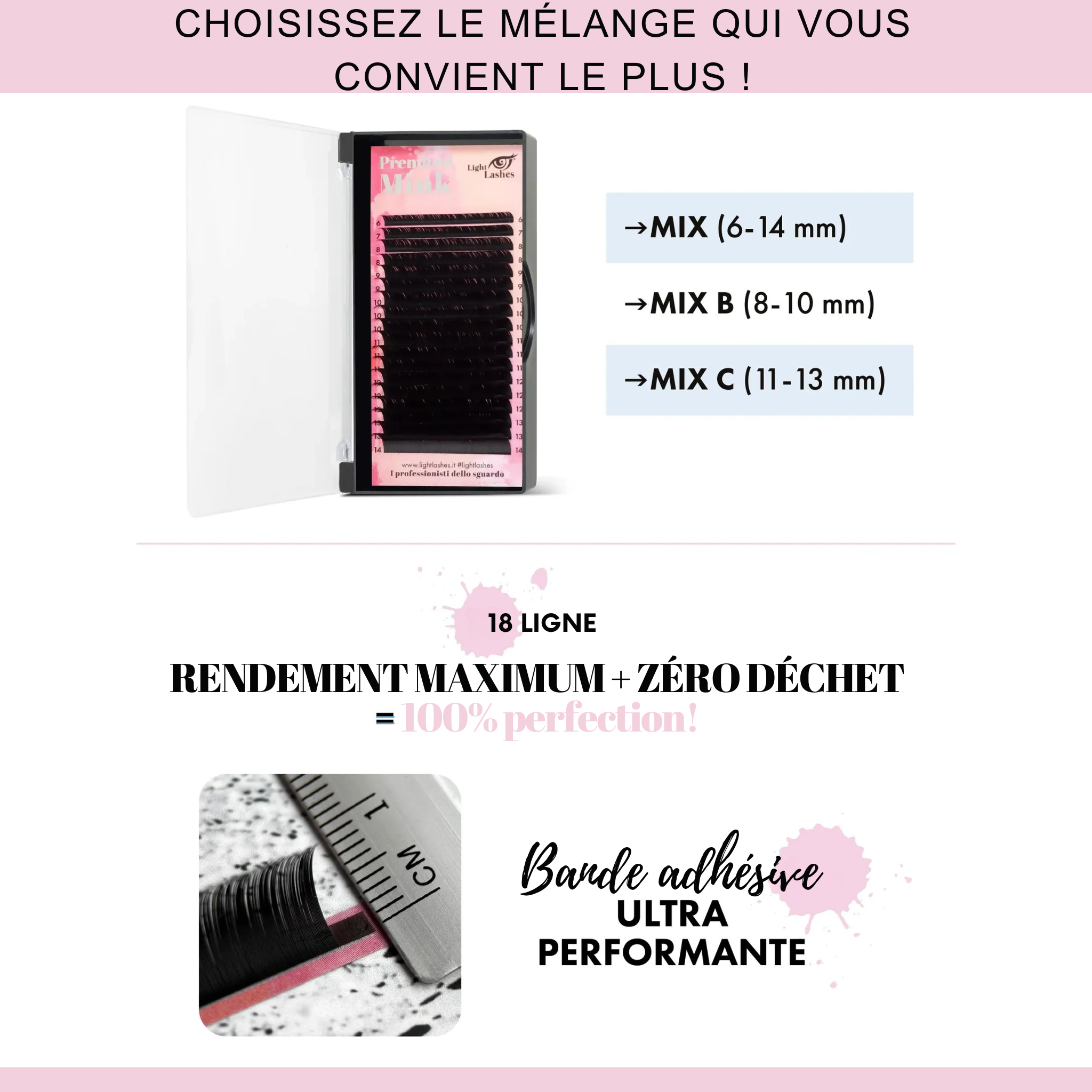 Cils vison C-curl 18 bandes - PREMIUM MINK