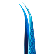 Pince professionnelle pour extensions de cils - POINTE COURBÉE BLEU